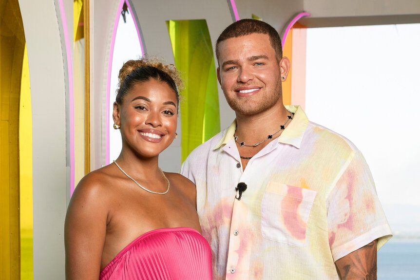 Hannah and Marco, the engaged Love Island USA winners co-hosting the day